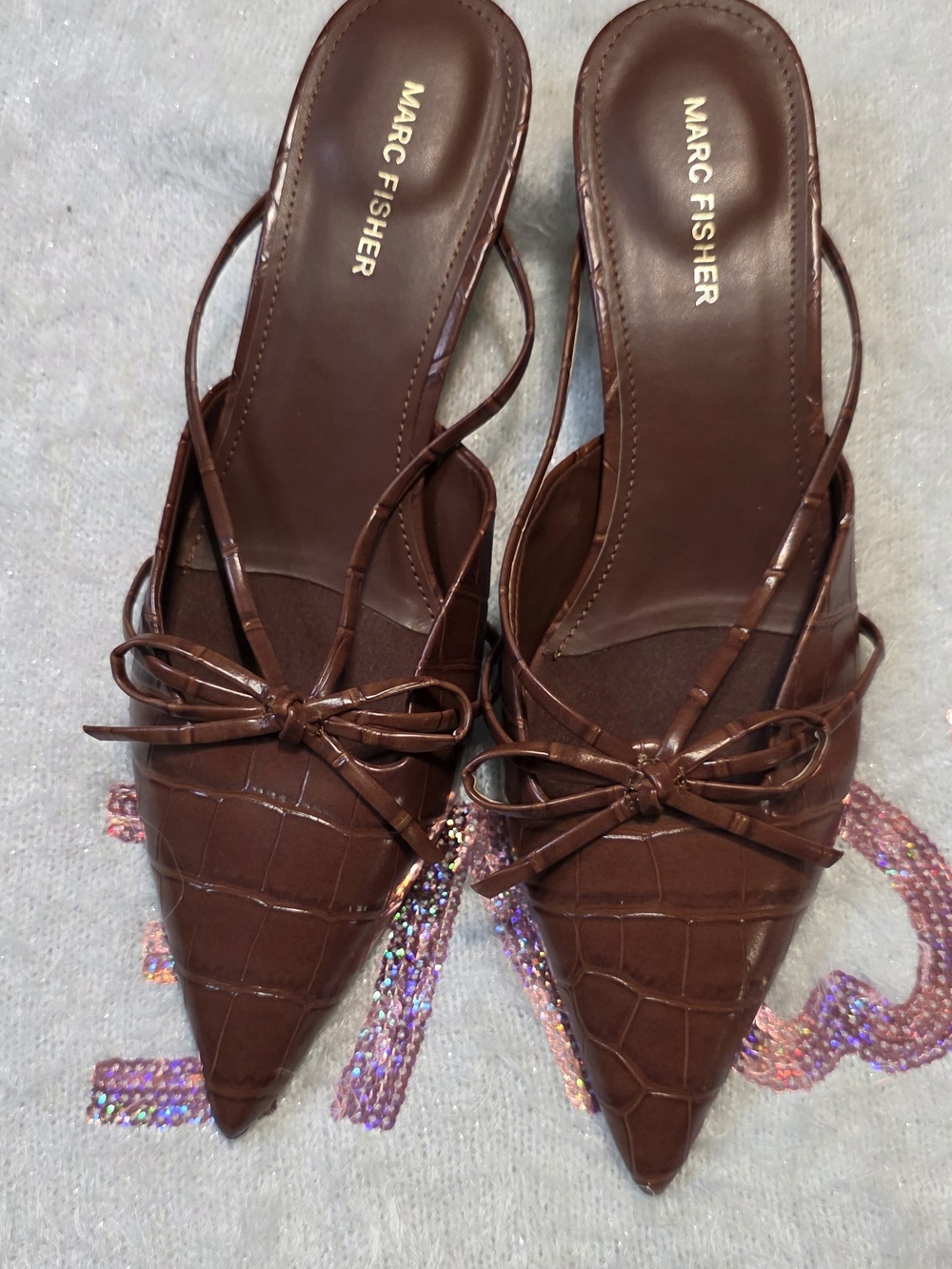 Marc Fisher Brown Pointed Toe Mules